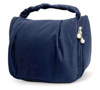 Graziosa trousse da viaggio da donna, piccola borsa da trucco increspata, borsa per cosmetici, organizer da portare con sé con manici, cerniera perla, per accessori essenziali da viaggio per la cura
