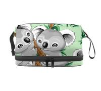 Graziosa trousse per cosmetici a doppio strato con koala australiano, per donne e ragazze, trousse da viaggio per trucchi, pratica borsa organizer con scomparto per pennelli, Multi, 27x15x14