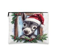 Graziosa trousse per il trucco per le vacanze, fantasioso astuccio per cosmetici a forma di animale natalizio da donna, organizer portatile con cerniera, borsa da toeletta per la cura della pelle