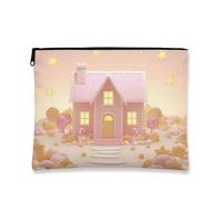 Graziosa trousse per trucchi, borsa da viaggio per caramelle, da donna, piccola borsa portatile in tela con cerniera, regalo dolce per festival, Pesca, 7x9 Inch, Casa