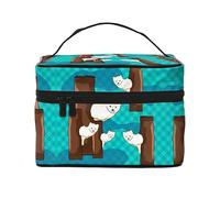 Graziosa trousse portatile da viaggio con piccolo procione (22,9 x 16,5 x 15,7 cm), grande borsa per il trucco da donna, grande borsa per il trucco per ragazze