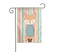 Graziosa volpe sorridente colorata strisce verticali bandiera da giardino 30x45cm verticale doppia faccia fattoria vacanze decorazioni esterne bandiera cortile
