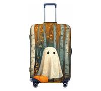 Graziosa zucca fantasma nella foresta di betulle coperture elastiche per bagagli da viaggio antipolvere antigraffio protezione per valigie adatta a 56-61 cm