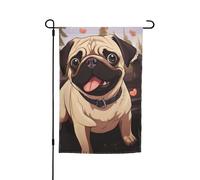 Graziose bandiere a forma di carlino per esterni, 30,5 x 45,7 cm, stampa su entrambi i lati, bandiera da giardino per esterni, bandiera per vacanze con occhielli, bandiera per casa, cortile, per