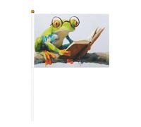 Graziose bandiere a forma di rana verde con occhiali, piccole bandiere tenute in mano, mini bandiere su bastone per feste, attività di squadra, sfilate, decorazione per vacanze, confezione da 10