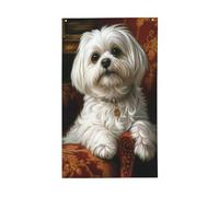 Graziose bandiere bianche per la casa del cane, 0,9 x 1,5 m, striscione di auguri con occhielli per interni ed esterni, decorazioni per la casa