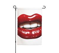 Graziose bandiere con labbra rosse grafiche per esterni, 30,5 x 45,7 cm, stampa su entrambi i lati, bandiera da giardino per esterni, bandiera per vacanze con occhielli, bandiera per casa da cortile