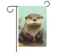 Graziose bandiere da giardino a forma di lontra, 30,5 x 45,7 cm, a doppia faccia, bandiera estiva, bandiera floreale di benvenuto da giardino, decorazioni stagionali per le vacanze