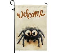 Graziose bandiere da giardino tarantola per bambini, 30,5 x 45,7 cm, double face, per esterni, con ragno, stile cartone animato, bandiere verticali standard per casa, belle bandiere per la casa, per