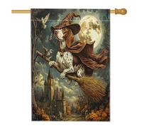 Graziose bandiere per la casa del cane con puntatore a pelo corto per Halloween, 71 x 101 cm, per esterni, motivo cucciolo di castello spaventoso, bandiere verticali standard per la casa, divertenti
