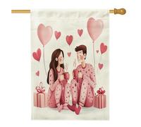 Graziose bandiere per la casa di San Valentino, 71 x 101 cm, su entrambi i lati, per esterni, coppia di uomini e mogli, bandiera verticale standard per la casa, bandiera romantica per amanti del
