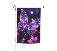 Graziose bandiere viola a forma di farfalla per esterni, 30,5 x 45,7 cm, stampa su entrambi i lati, bandiera da giardino per esterni, bandiera per vacanze con occhielli, bandiera per casa, cortile