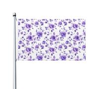Graziose bandiere viola con motivo a rose per la casa, 9 x 1,5 m, striscione di auguri con occhielli per interni ed esterni, feste e decorazioni per la casa