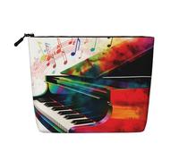 Graziose borse da toilette da donna, colore rosa e oro, portatile, da viaggio, organizer quotidiano con cerniera, Musica della tastiera del pianoforte colorato, Taglia unica