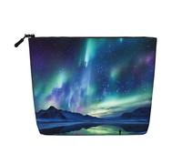 Graziose borse da toilette da donna, colore rosa e oro, portatile, da viaggio, organizer quotidiano con cerniera, Luci del nord, Taglia unica