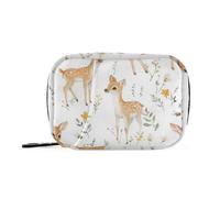 Graziose borse per pillole di cervo Sika bianche per medicinali con scomparti rimovibili, pratico organizer quotidiano per borsa