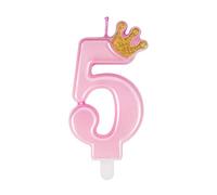 Graziose candele di compleanno rosa con corona, candele di compleanno uniche numeri 5 per donna ragazza