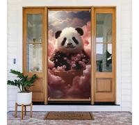 Graziose coperture decorative per porte con panda, nuvole rosa, decorazioni per interni ed esterni, primavera/estate/autunno/inverno, decorazioni natalizie di Halloween