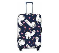 Graziose coperture per bagagli da viaggio con alpaca, lama e cuori e stelle, elastiche, per valigie, 45-81 cm, Nero , M