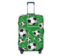 Graziose coperture per bagagli da viaggio verdi con palloni da calcio, elastiche, per valigie, 45-81 cm, Nero , L
