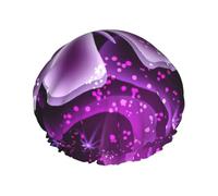 Graziose cuffie da doccia viola a forma di farfalla per donne, cuffie da bagno elastiche e riutilizzabili, cuffia da doccia a doppio strato impermeabile, cuffie da doccia da bagno