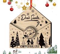 Graziose decorazioni natalizie - Caro Babbo Natale ornamento in legno per decorazioni natalizie, ciondolo creativo e divertente in stile fattoria, perfette per l'albero di Natale, decorazio