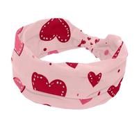 Graziose fasce larghe per San Valentino, con piccoli cuori rosa e rossi con puntini, per donne, yoga, allenamento, fasce elastiche per capelli per lavare il viso e il trucco