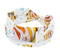 Graziose fasce per capelli con pesci e bolle in stile cartone animato, da donna, ampia fascia a turbante antiscivolo, fascia elastica per sudore, yoga, allenamento, morbida bandana per capelli
