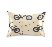 Graziose federe per cuscino in raso di bambù blu e nero con bici BMX, per capelli e pelle, per dormire queen size, 50,8 x 76,2 cm