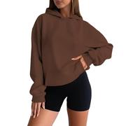 Graziose felpe da donna pullover felpa morbida e confortevole a maniche lunghe con cappuccio per l'uso quotidiano per tutte le stagioni felpe con cappuccio con zip da donna, Caff, 4XL