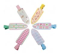 Graziose mollette per capelli da donna a forma di becco d'anatra, non si piegano, 6 pezzi, motivo floreale con orso scozzese, stampa ciliegia, a pois, senza pieghe, colore pastello kawaii, rosa e blu
