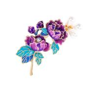Graziose Perle E Smaltate Peonia Spilla Pin Per Le Donne Alla Moda Corpetto Gioielli Accessorio Per Abiti E Borse Matrimonio Banchetto Pin, Misura unica, come descritto