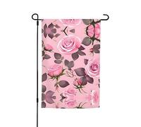 Graziose rose rosa decorazione da giardino bandiera 30,5 x 45,7 cm, 100% fibra di poliestere, tessuto spesso, universale per tutte le stagioni