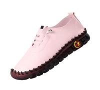 Graziose scarpe estive da donna, scarpe da ginnastica con fondo piatto, in pelle, senza lacci, fatte a mano, morbide, con tendine di manzo, ortesi (marrone B, 10, 10), scarpe casual da donna, taglia