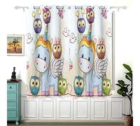 Graziose tende oscuranti con unicorno e gufo, per cameretta dei bambini, con occhielli, per la cameretta dei bambini, per decorare la casa, 2 pannelli