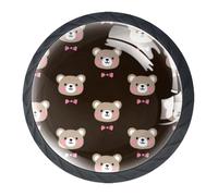 Graziose teste di orso con papillon rosa, pomelli decorativi per cassetti e cassettiere, con viti, maniglie per mobili per la casa, confezione da 4