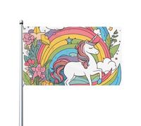 Graziosi arcobaleni e unicorni Stampe Bandiere decorative per esterni 0,9 x 1,5 m leggere e belle adatte per cortili all'aperto e celebrazioni di festival.