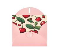 Graziosi biglietti di auguri con 2 stampe di ciliegie rosse con buste, per vacanze, compleanni, matrimoni e tutte le occasioni