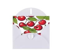 Graziosi biglietti di auguri con 3 stampe di ciliegie rosse con buste, per vacanze, compleanni, matrimoni e tutte le occasioni