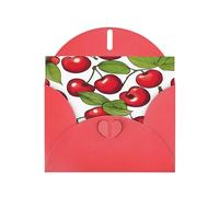 Graziosi biglietti di auguri con 3 stampe di ciliegie rosse con buste, per vacanze, compleanni, matrimoni e tutte le occasioni