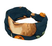 Graziosi capibara con mandarini sulla testa, fasce elastiche per capelli, antiscivolo, alla moda, turbante sportivo, per yoga, allenamento, uso quotidiano