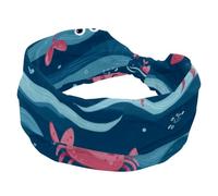 Graziosi cerchietti rosa su onde del mare blu, elastici per capelli, antiscivolo, alla moda, turbante sportivo, per yoga, allenamento, uso quotidiano