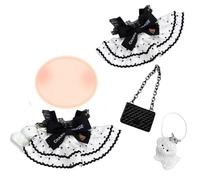 Graziosi e classici vestiti per bambole da 17 cm, in peluche alla moda, da 17 cm, con gonna a farfalla nera, borsa per cuccioli bianchi (senza bambola)