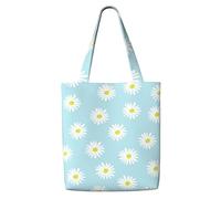 Graziosi fiori di margherita blu,Borse della spesa riutilizzabili, borse per la spesa, borsa a tracolla in tela di grande capacità