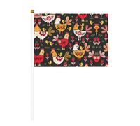 Graziosi gallo con bandierine sventolanti su entrambi i lati e mini bandierine a bastone, adatte per decorazioni per feste e attività di squadra