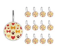 Graziosi ganci per tenda da doccia con papillon e cuori, antiruggine, in acciaio inox, per tende da bagno, confezione da 12