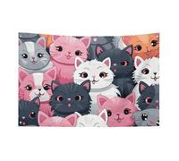 Graziosi gattini bandiera 0,9 x 1,5 m no dissolvenza bandiera di benvenuto giardino cortile casa bandiere decorative giardino cortile cartello interno esterno banner festa decorazione casa