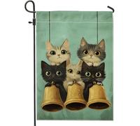Graziosi gattini bandiera da giardino, adorabile gatto nero, grigio bianco, decorazione per la casa, decorazione stagionale su entrambi i lati, ideale per gli amanti dei gatti, 30,5 x 45,7 cm