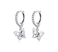 Graziosi orecchini a cerchio con farfalla in zirconia cubica per donne e adolescenti e ragazze, con ciondoli a forma di cerchio con cristalli e filigrana, delicato e delicato regalo per Dauther
