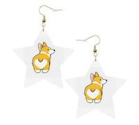 Graziosi orecchini a forma di corgi da donna, orecchini pendenti a forma di stella scintillante, gioielli alla moda per una serata fuori, One Size, Pelle